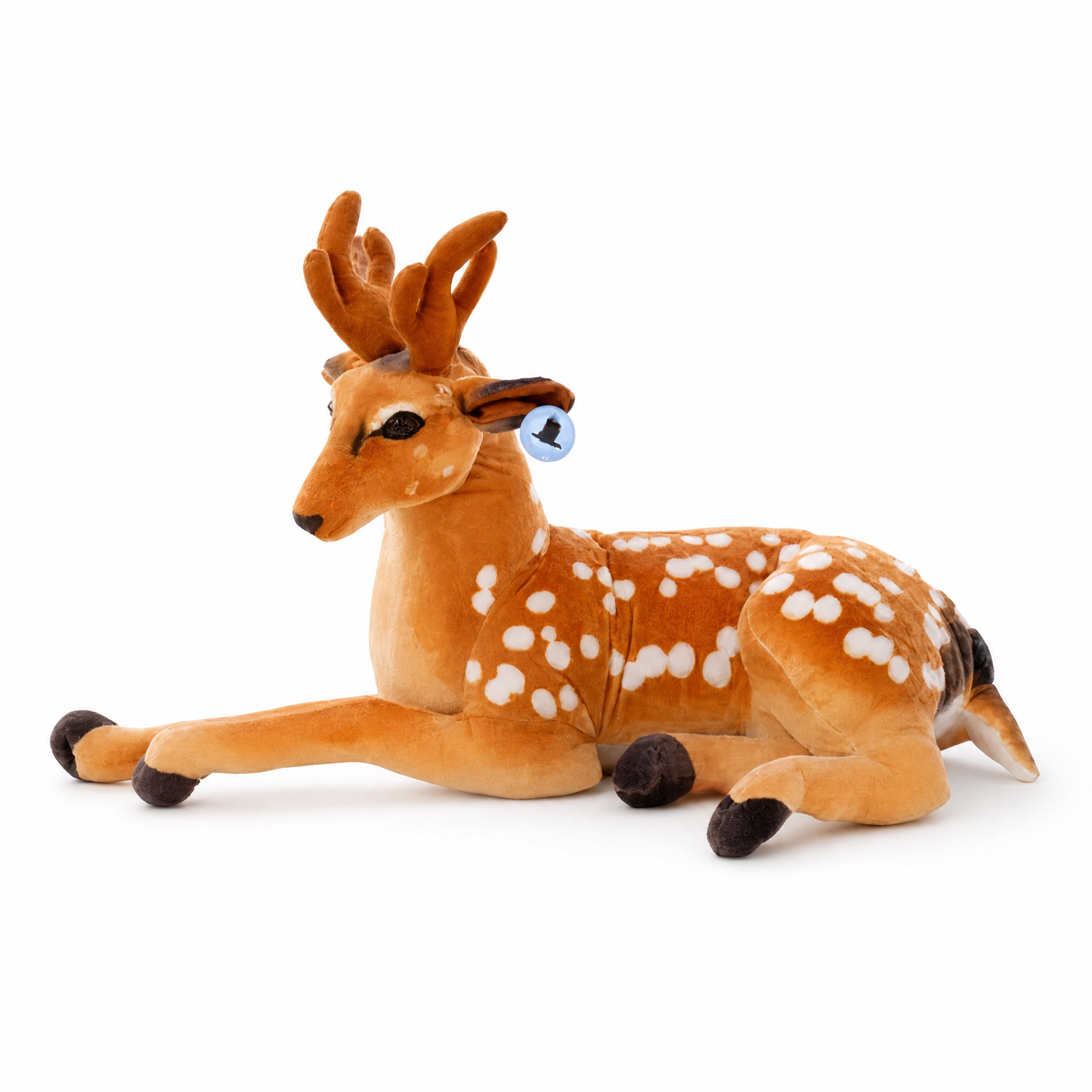 Peluche Cerf Géante avec Taches Blanches - Fond blanc frontal
