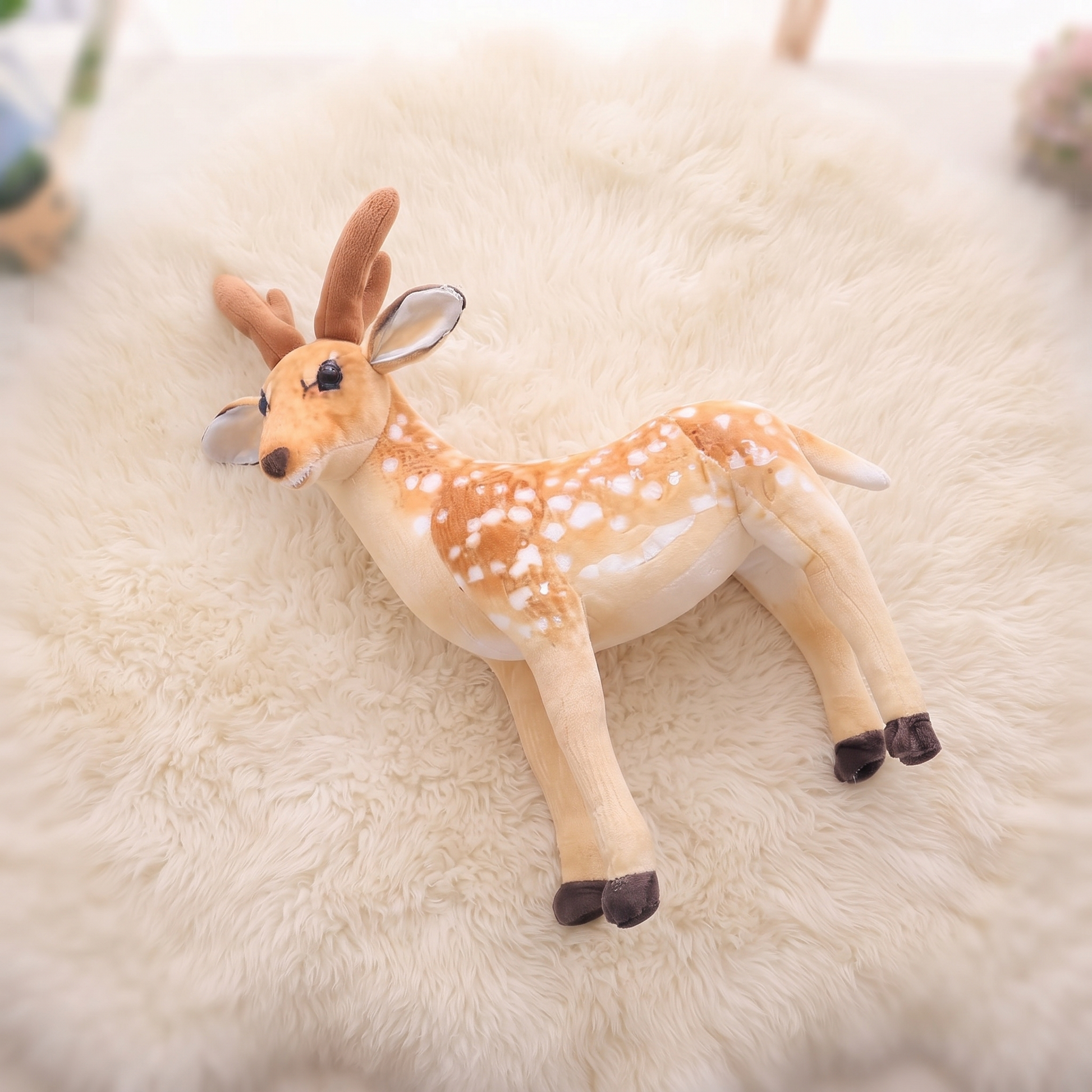 Peluche Cerf Réaliste Moucheté - Détail matière