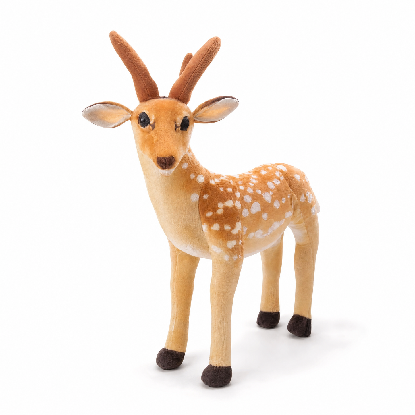 Peluche Cerf Réaliste Moucheté - Fond blanc frontal