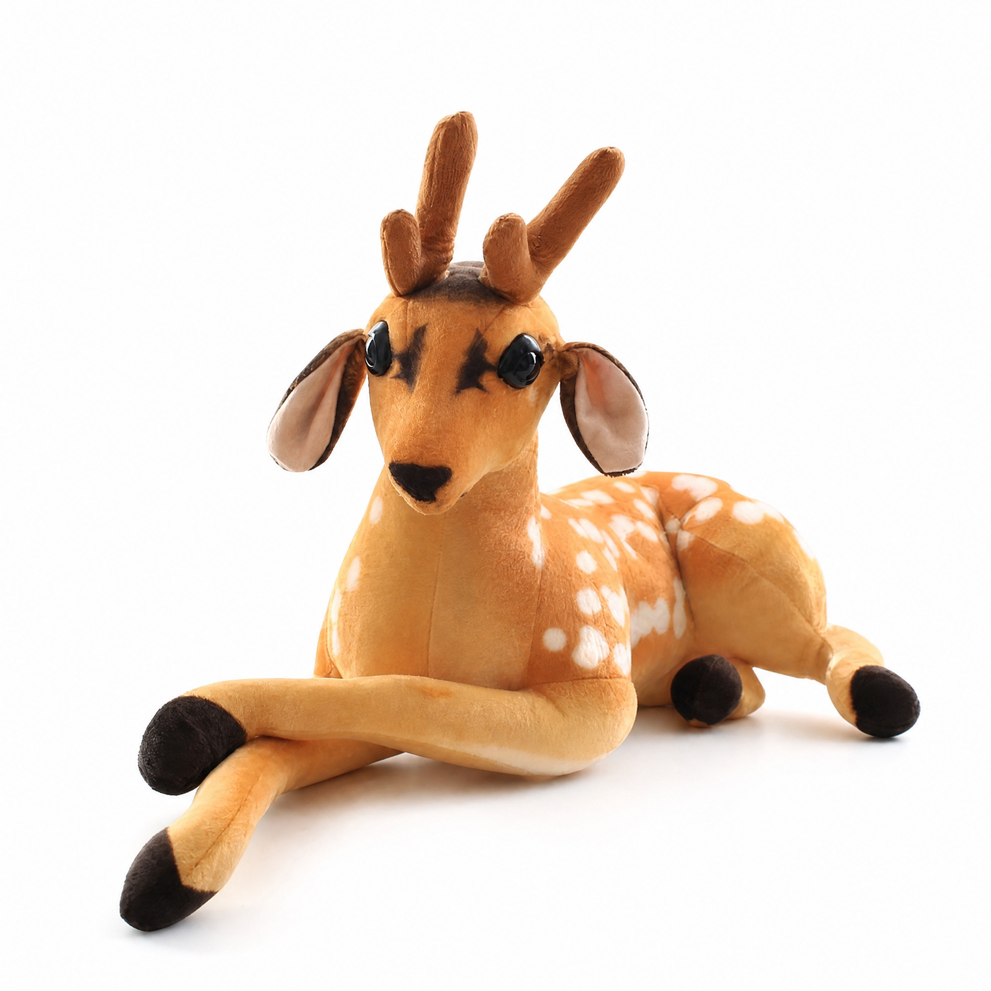 Peluche Cerf Tacheté Réaliste - Fond blanc frontal