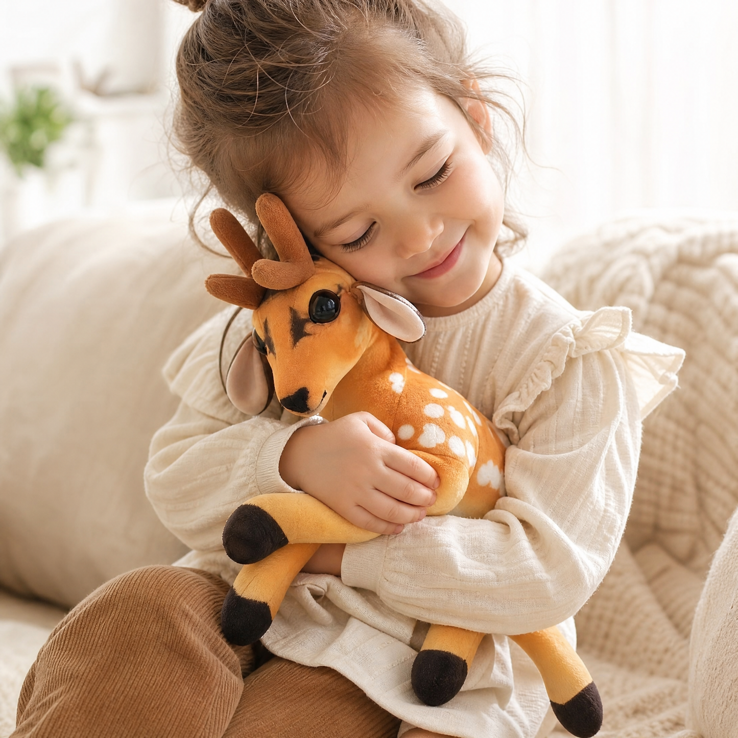 Peluche Cerf Tacheté Réaliste - Utilisation cosy intérieur