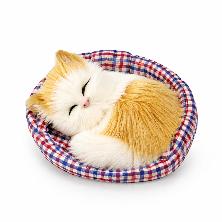 Peluche Chat Endormi avec Panier Décoratif - Modèle 1