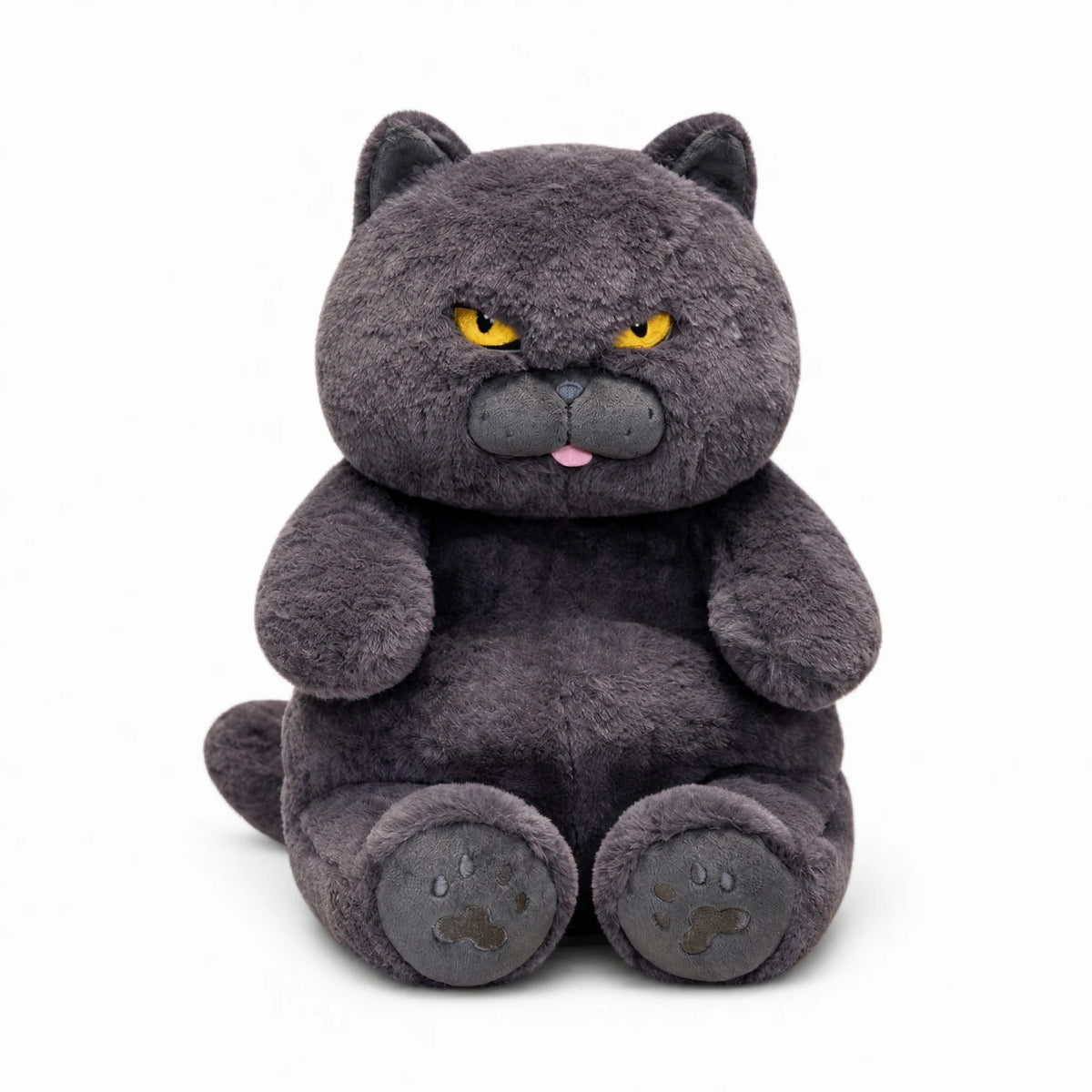 Peluche Chat Grincheux Gris - Fond blanc frontal