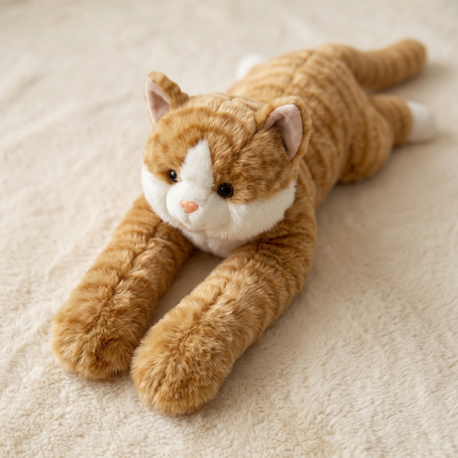 Peluche Chat Lestée Réconfortante Roux ou Gris - Detail matière