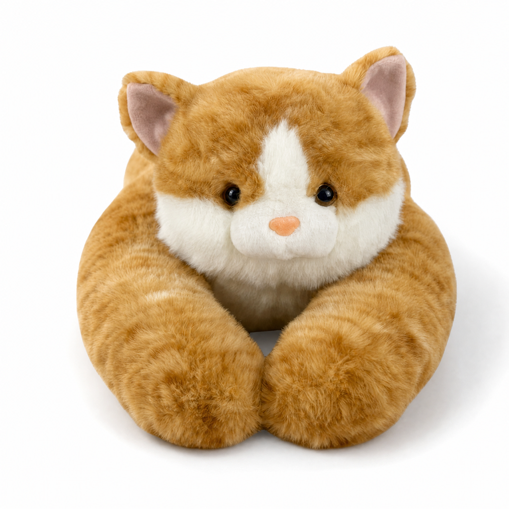 Peluche Chat Lestée Réconfortante Roux ou Gris - fond blanc Frontal