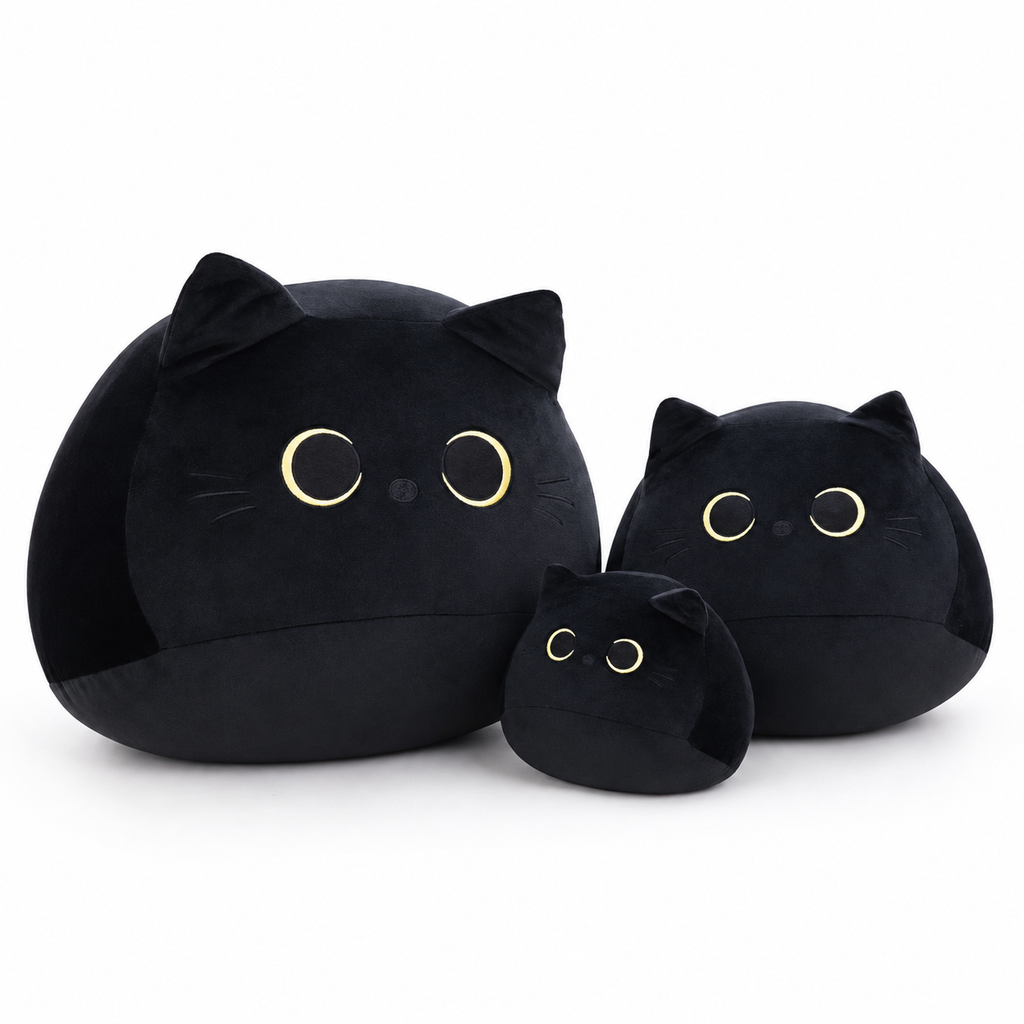 Peluche Chat Noir aux Grands Yeux - 10cm · 30cm · 40cm
