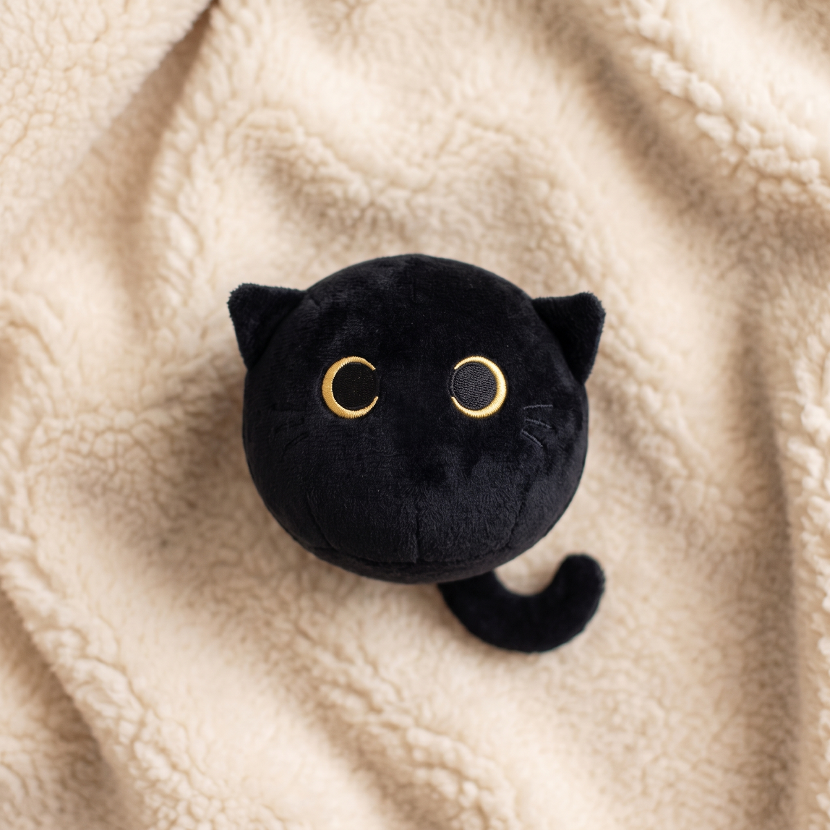 Peluche Chat Noir aux Grands Yeux - Détail matière
