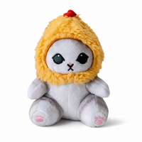 Peluche Chat Poulet avec Cagoule Jaune - Fond blanc frontal