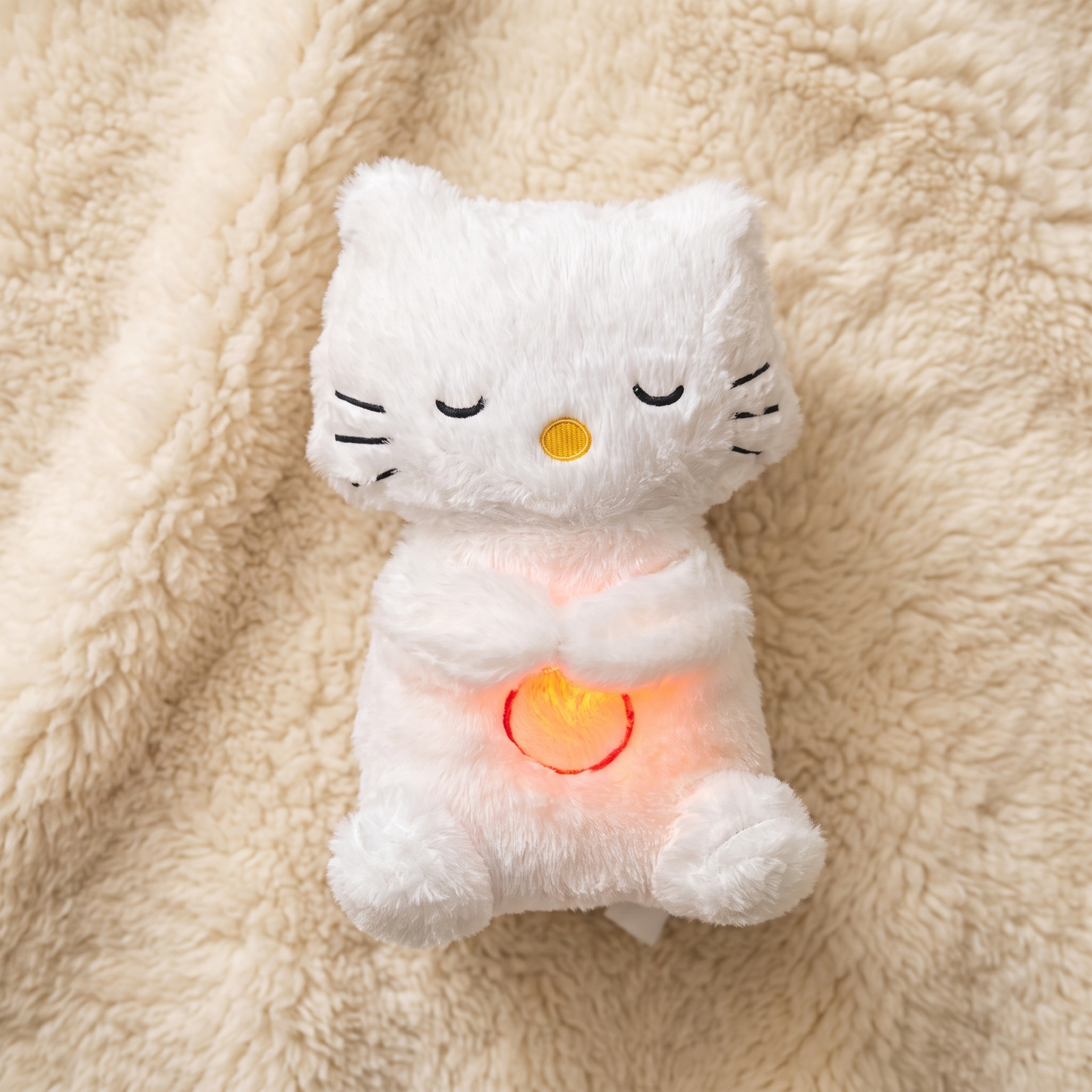 Peluche Chat qui Respire avec Berceuse Lumineuse - Détail matière