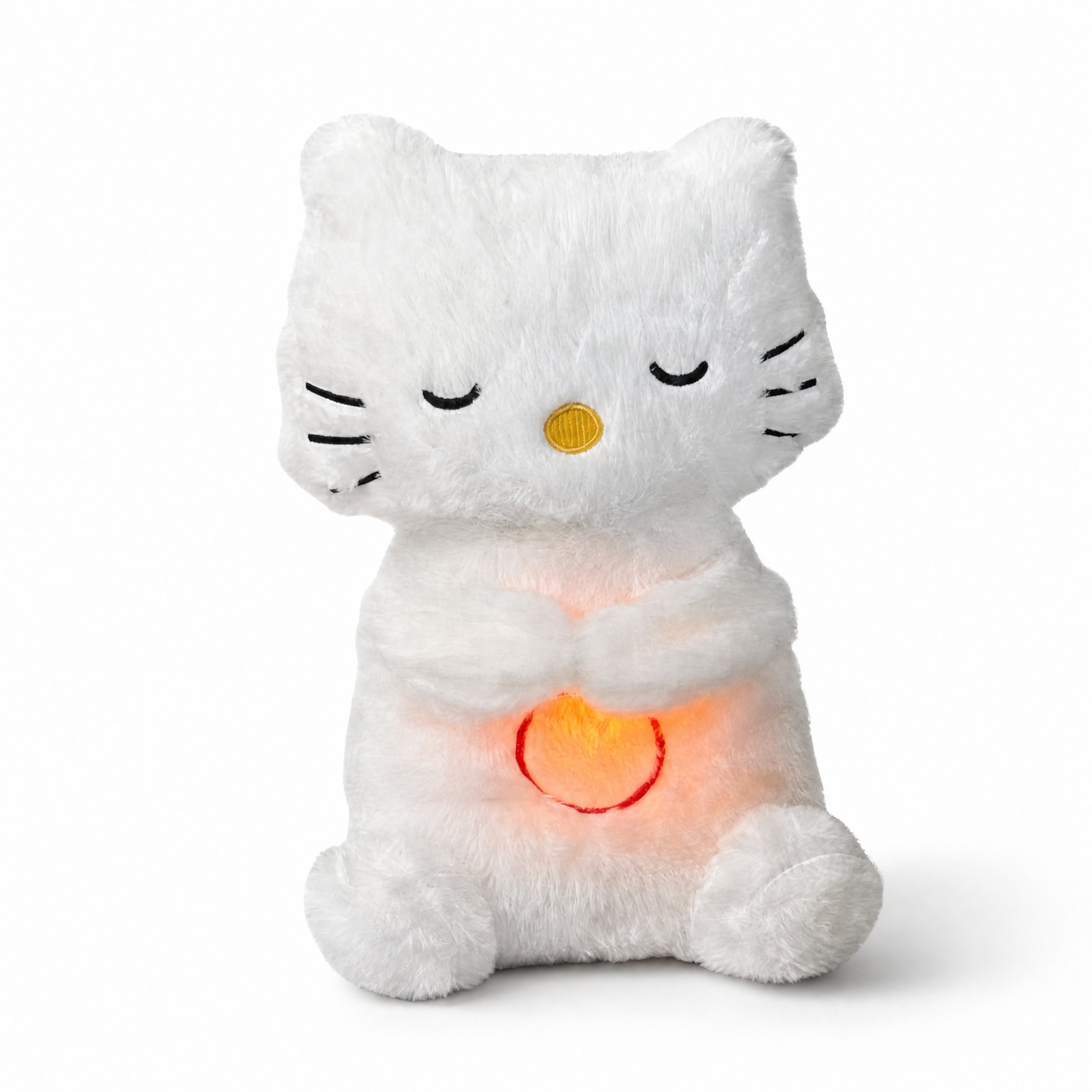 Peluche Chat qui Respire avec Berceuse Lumineuse - Fond blanc frontal