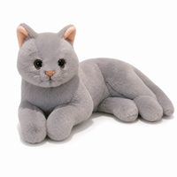 Peluche Chat Réaliste Grise 30cm - Fond blanc frontal
