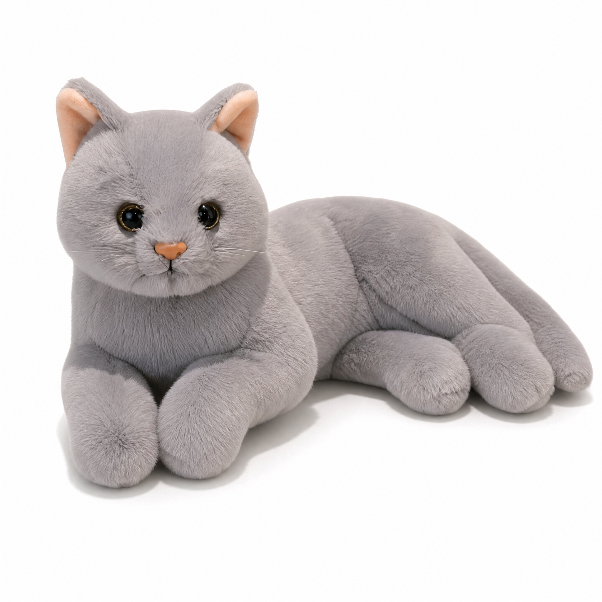 Peluche Chat Réaliste Grise 30cm - Fond blanc frontal