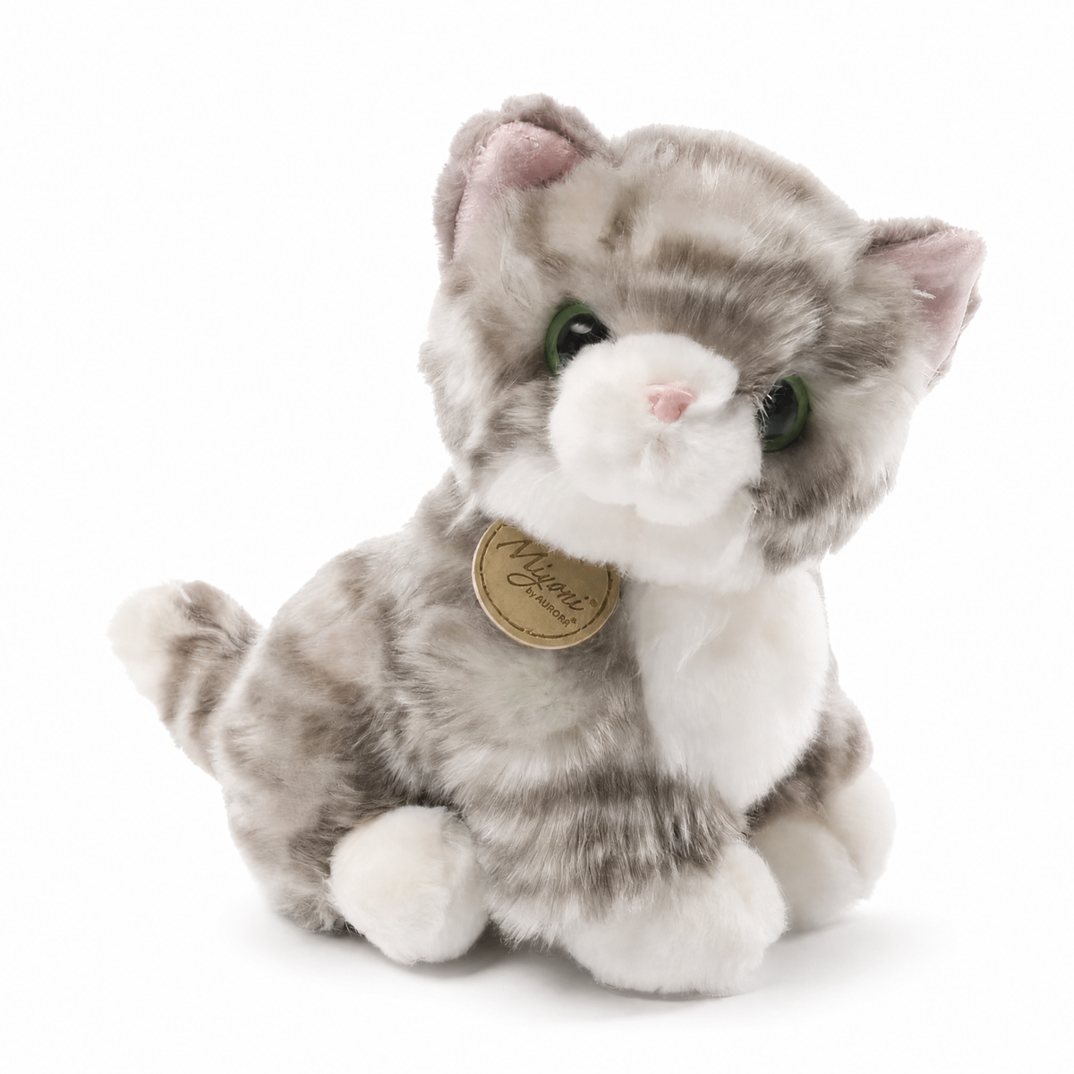 Peluche Chaton aux Grands Yeux Brillants - Fond blanc frontal
