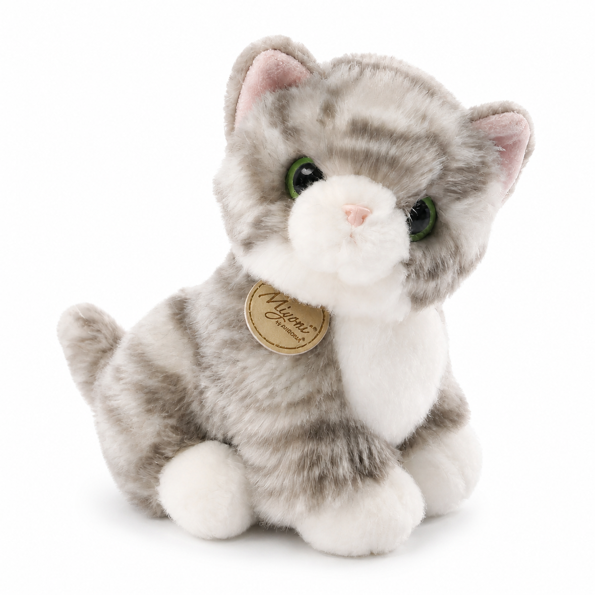Peluche Chaton aux Grands Yeux Brillants - Gris