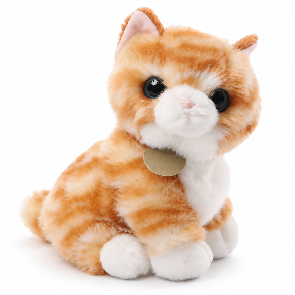 Peluche Chaton aux Grands Yeux Brillants - Jaune