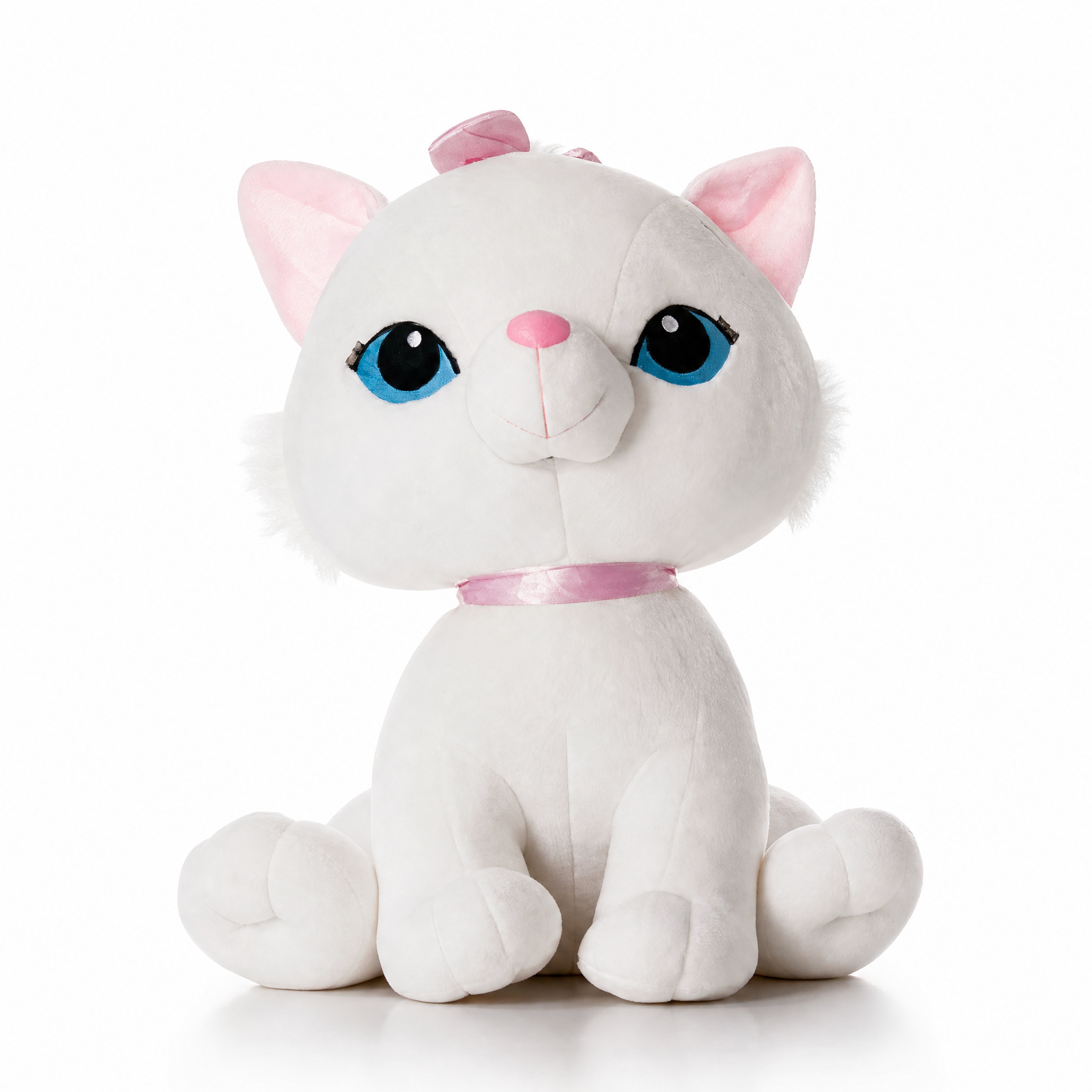Peluche Chaton Blanc aux Yeux Bleus - Fond blanc frontal