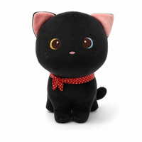 Peluche Chaton Noir Yeux Vairons - Fond blanc frontal