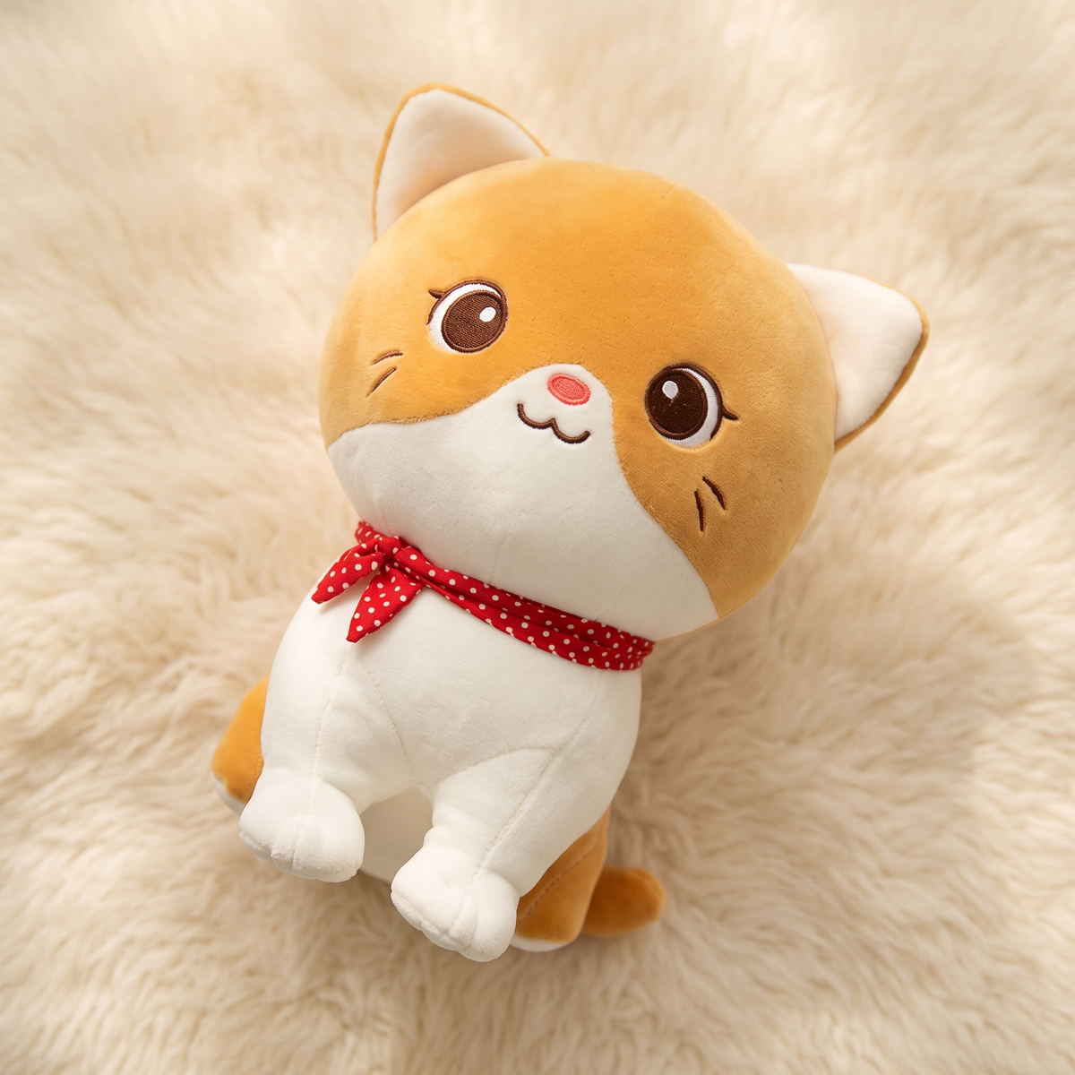 Peluche Chaton Roux à Foulard - Détail matière