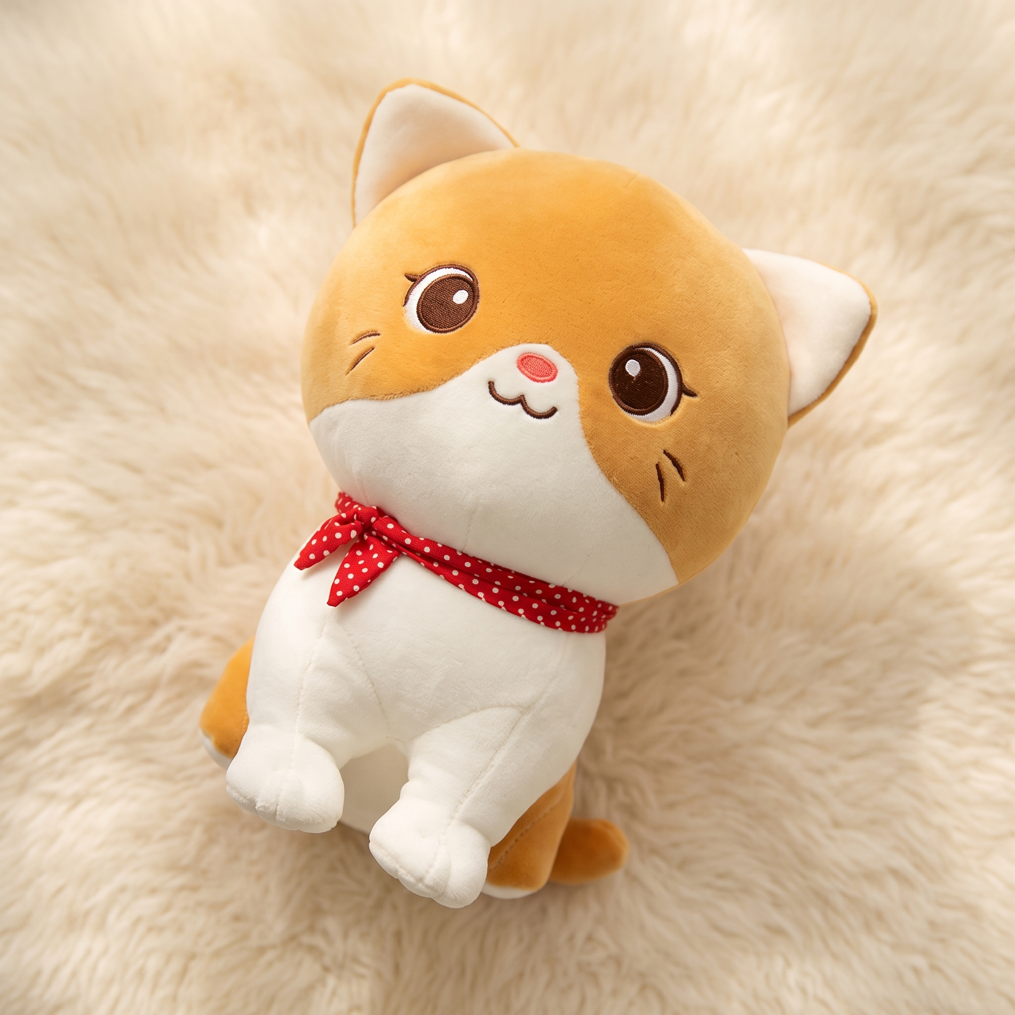 Peluche Chaton Roux à Foulard - Détail matière