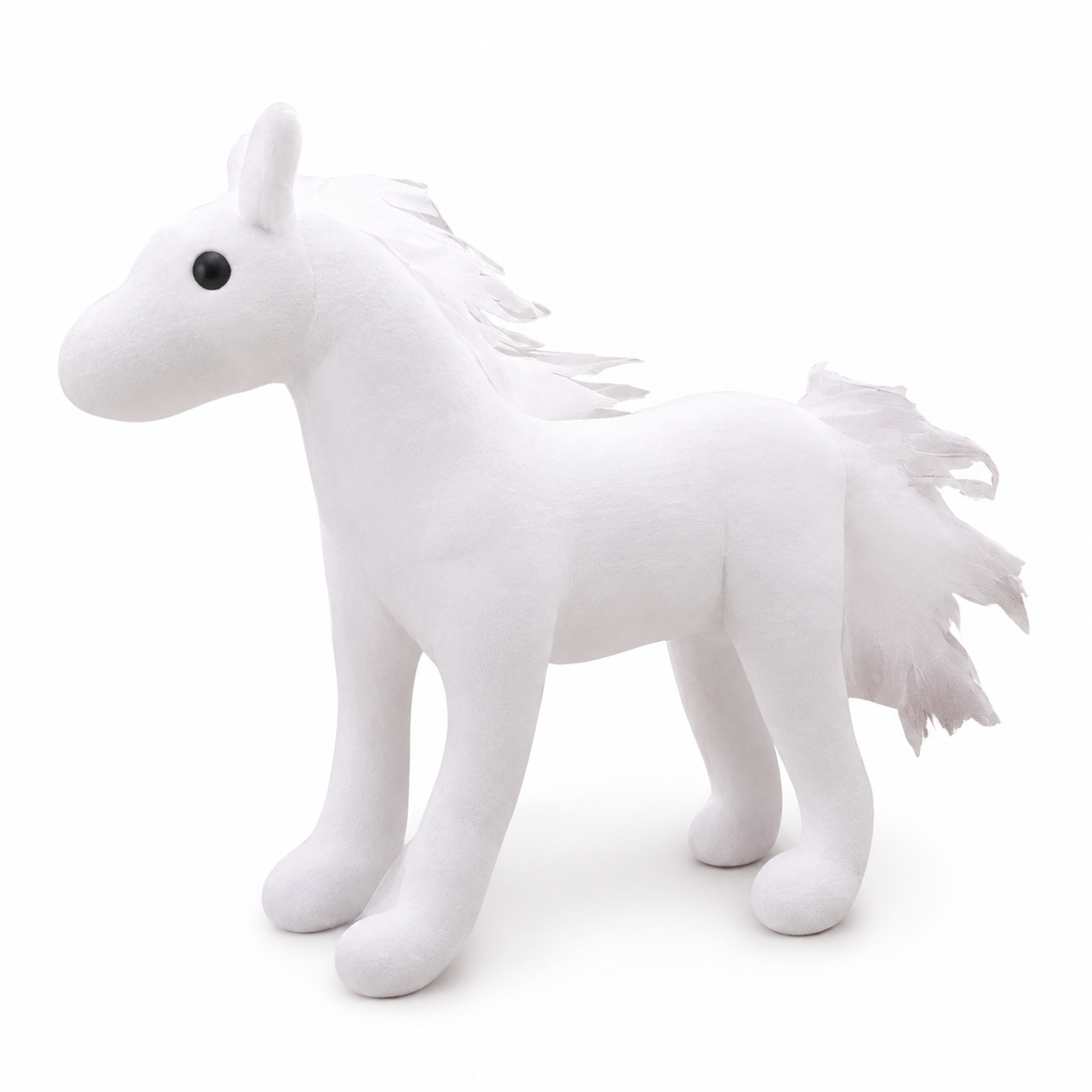 Peluche Cheval Blanc avec Crinière - 40cm · 50-cm