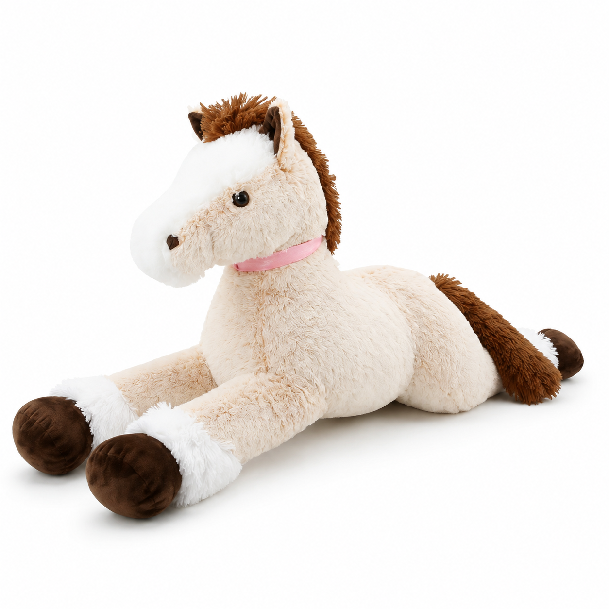 Peluche Cheval Géante Marron Blanc 90-120cm - 120cm · 90cm