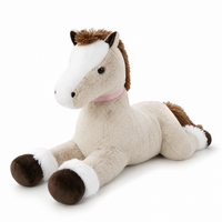 Peluche Cheval Géante Marron Blanc 90-120cm - Fond blanc frontal