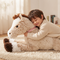 Peluche Cheval Géante Marron Blanc 90-120cm - Utilisation cosy intérieur