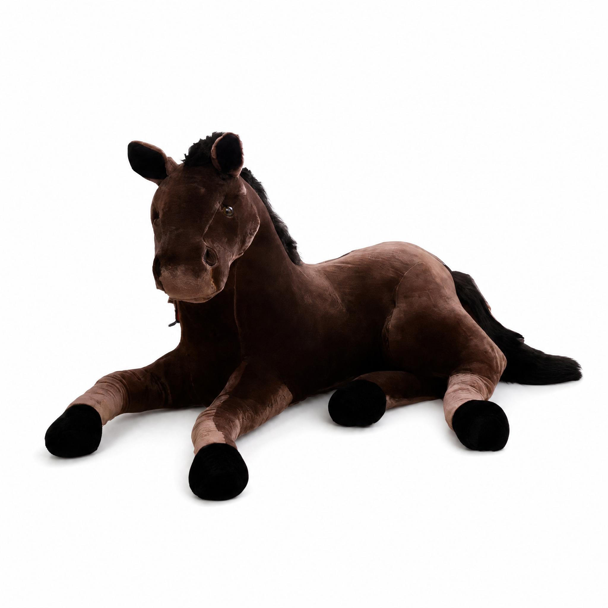 Peluche Cheval Marron 65 cm - Fond blanc frontal