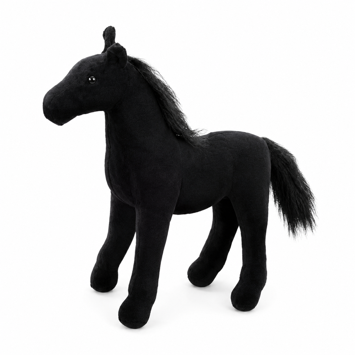 Peluche Cheval Noir à Crinière Soyeuse - 40cm · 50-cm