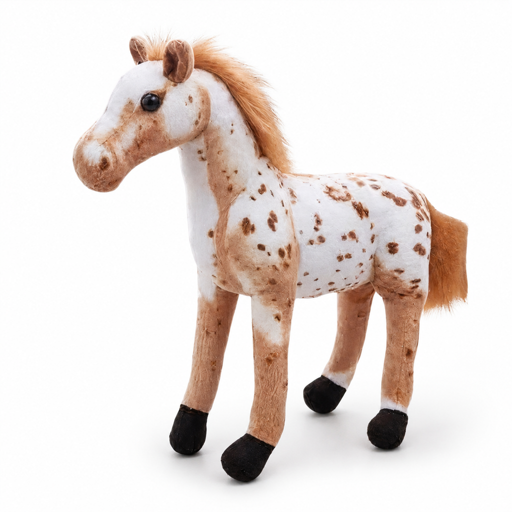 Peluche Cheval Réaliste Blanc et Marron - 30cm · 40cm · 50-cm · 60cm