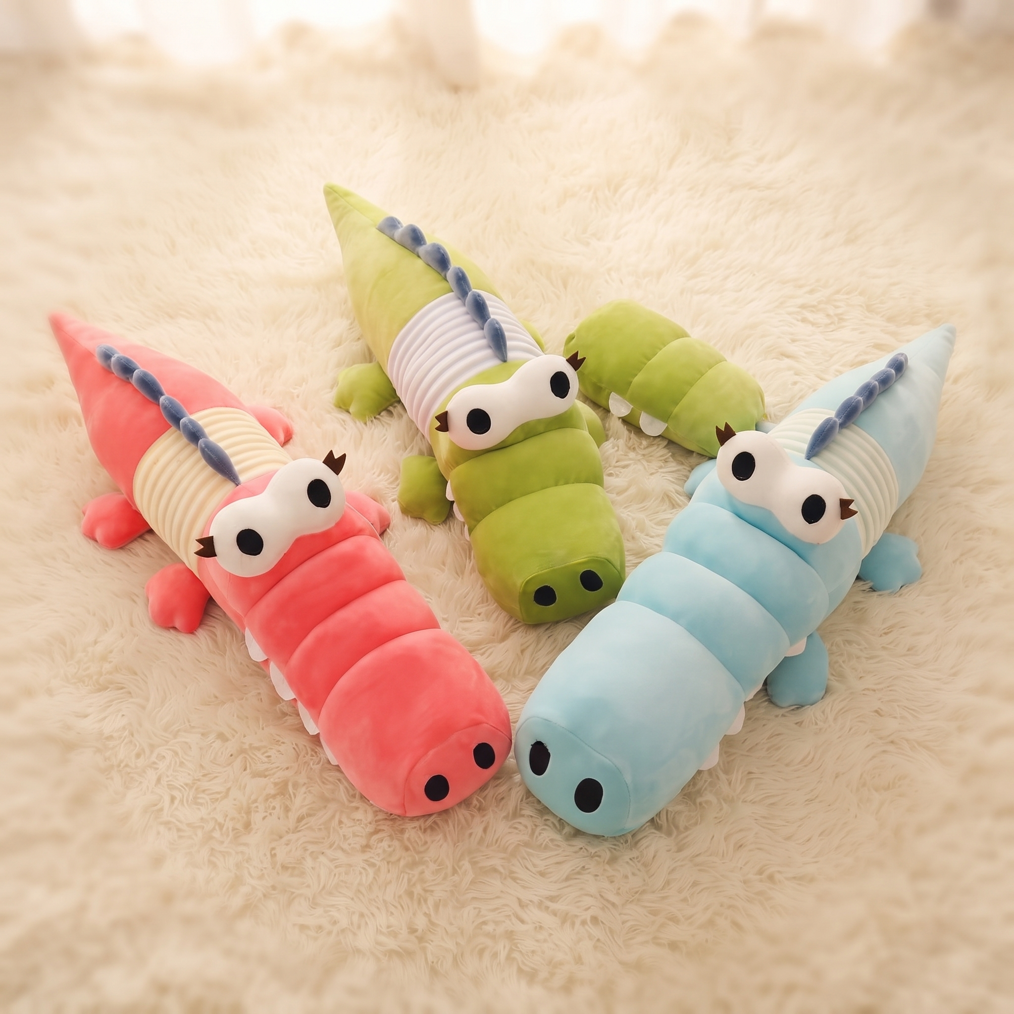 Peluche Crocodile Articulée Colorée 65 cm - Détail matière