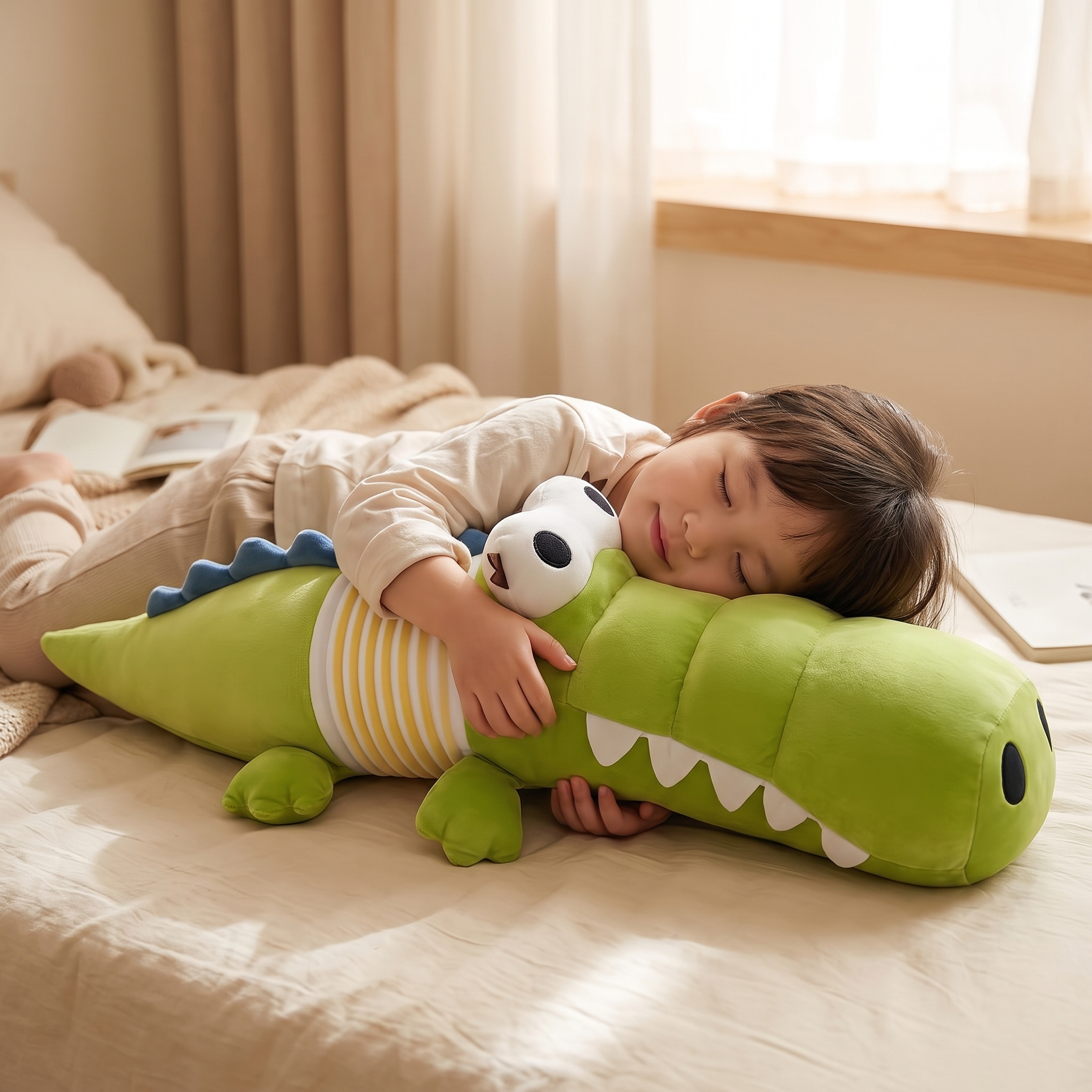 Peluche Crocodile Articulée Colorée 65 cm - Utilisation cosy intérieur