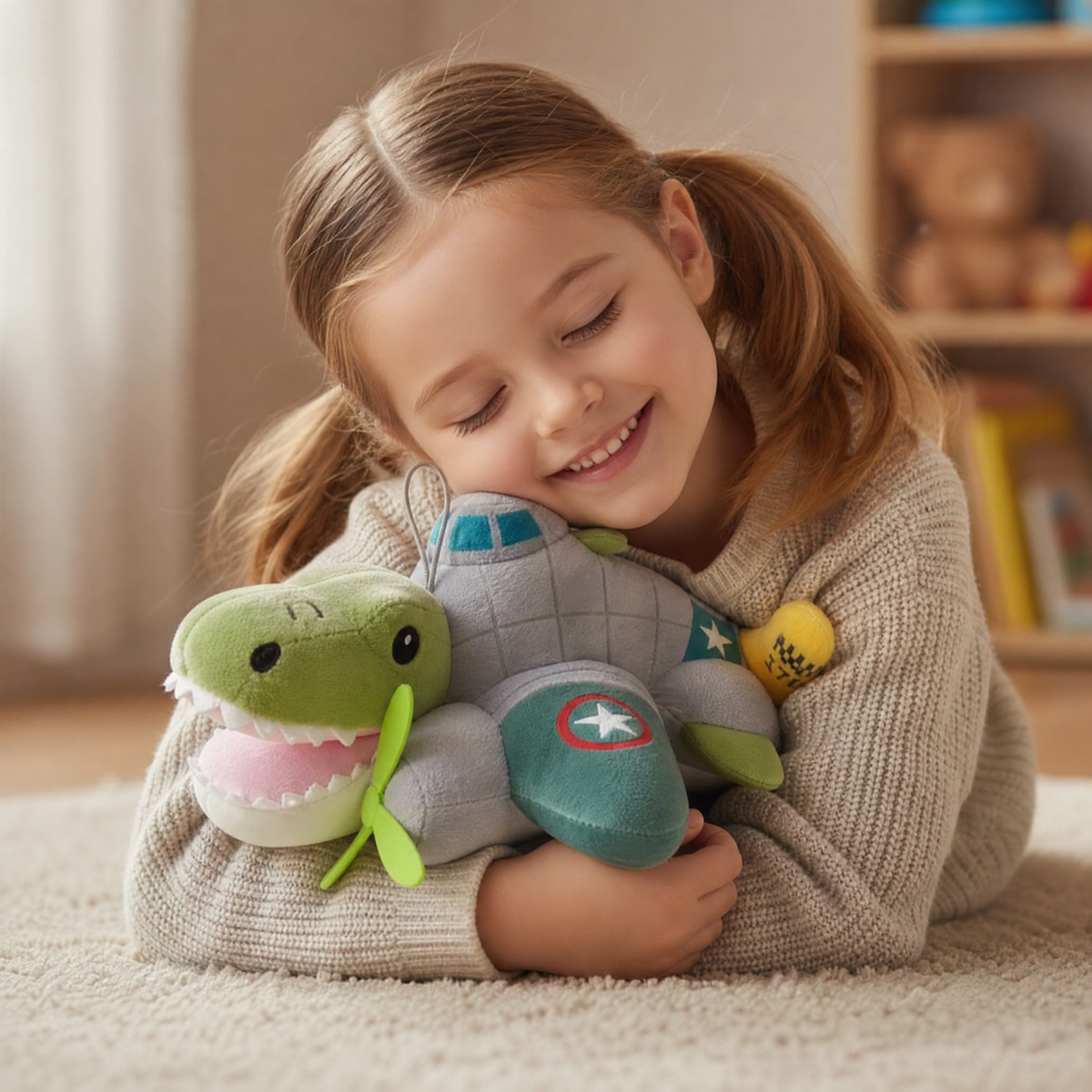Peluche Crocodile Avion de Guerre Bombardiro - Utilisation cosy intérieur