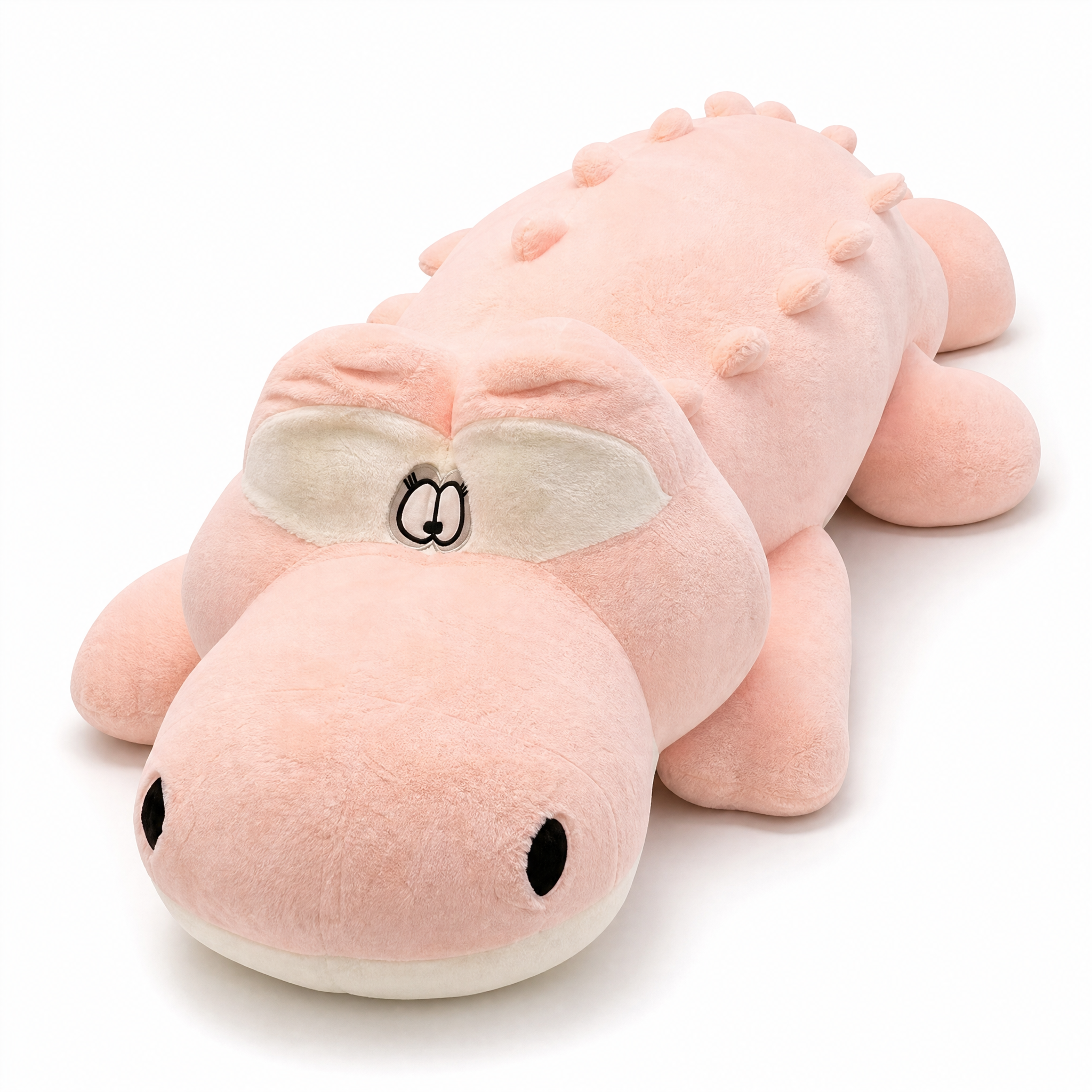 Peluche Crocodile Géante Rose - Fond blanc frontal