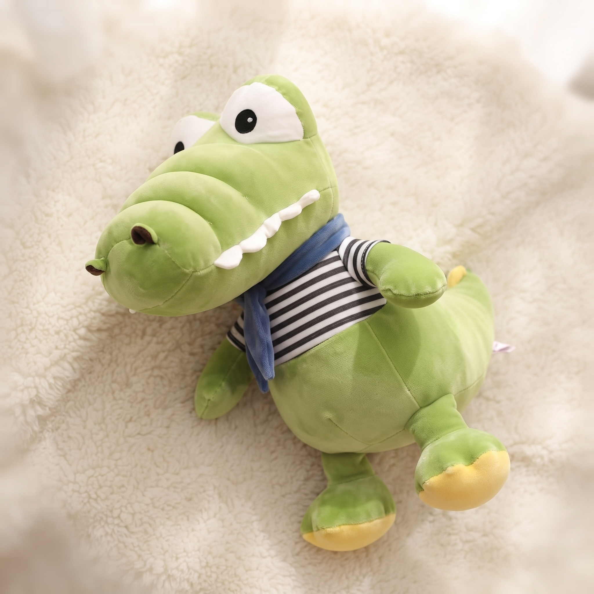 Peluche Crocodile Marinière Bébé - Détail matière