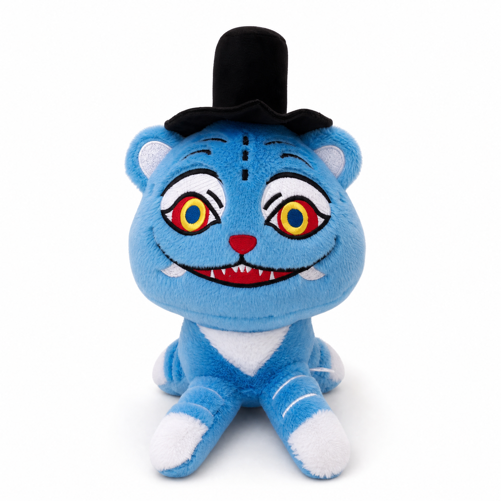 Peluche Décorative Tigre Bleu à Chapeau - Fond blanc frontal