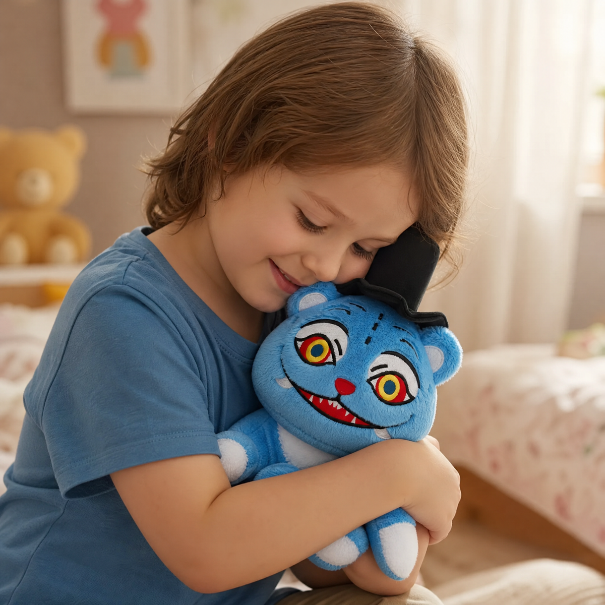 Peluche Décorative Tigre Bleu à Chapeau - Utilisation cosy intérieur
