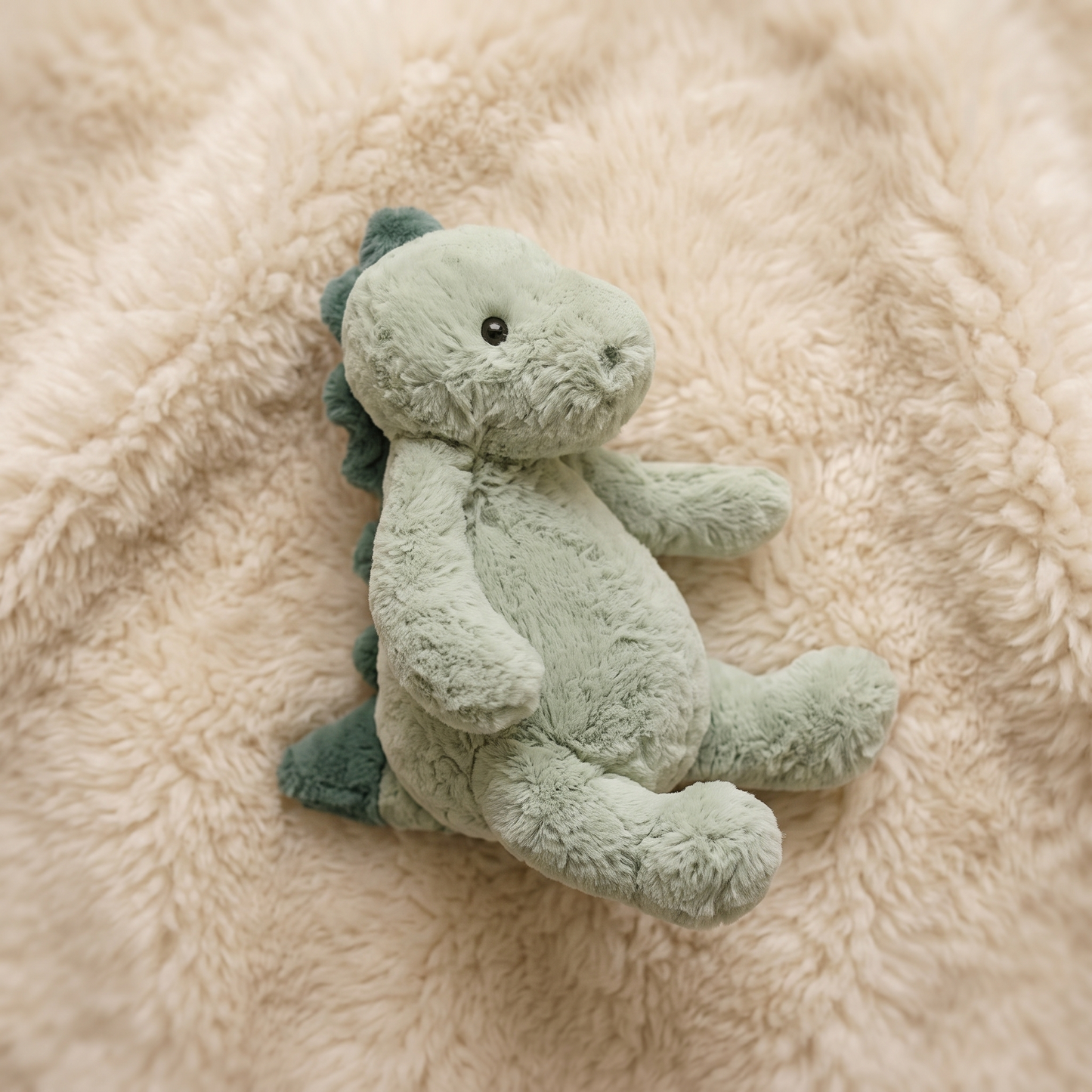 Peluche Dinosaure Vert Ultra Douce 22cm - Detail matière