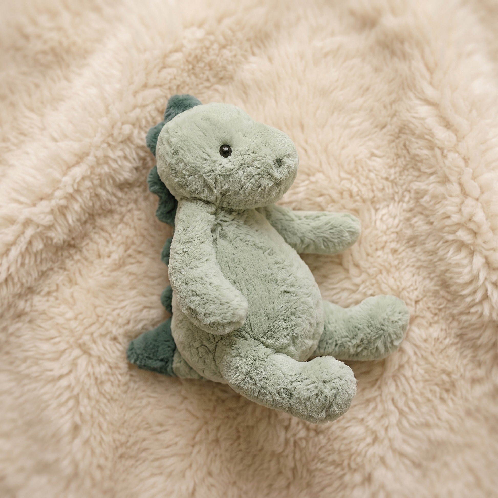 Peluche Dinosaure Vert Ultra Douce 22cm - Detail matière