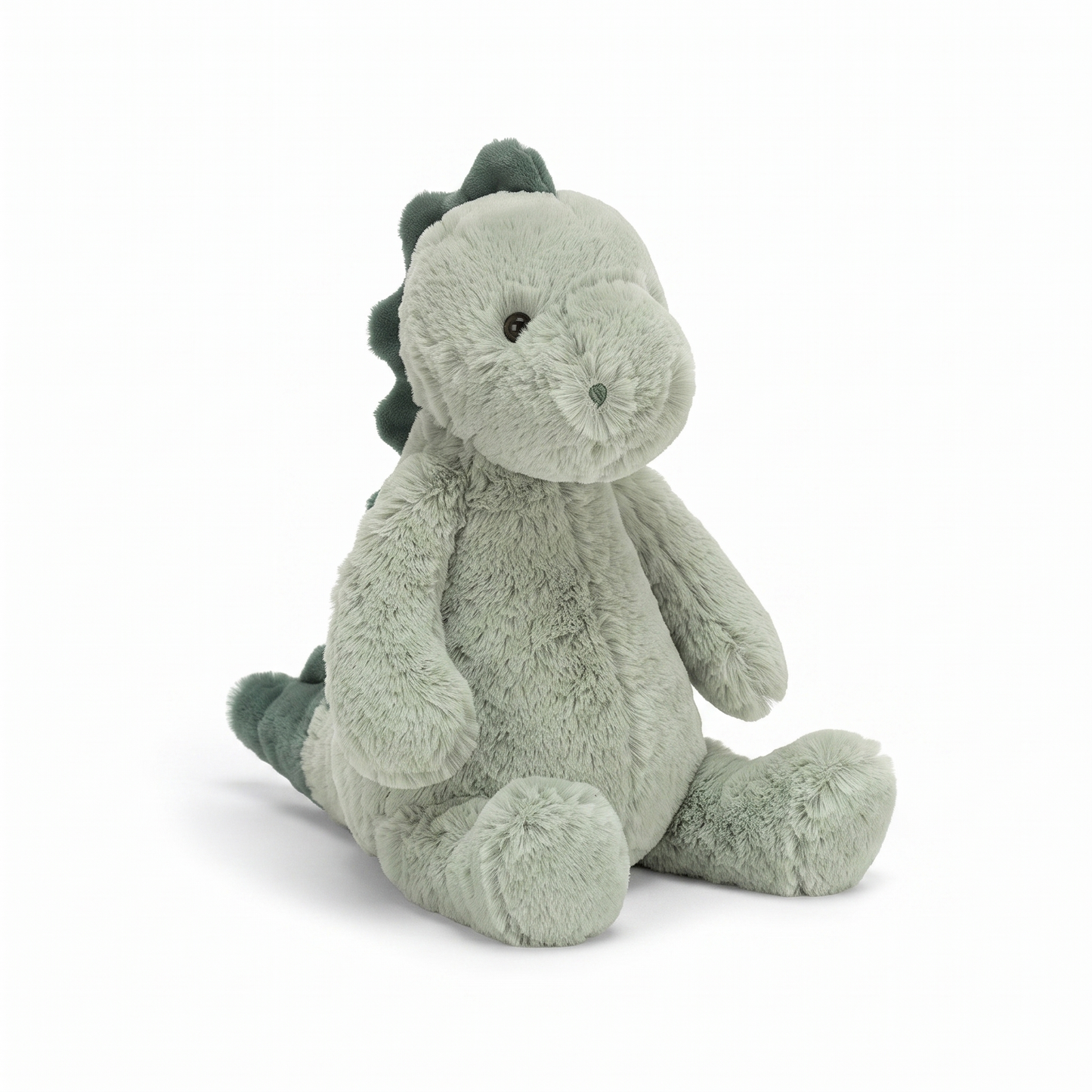 Peluche Dinosaure Vert Ultra Douce 22cm - fond blanc Frontal