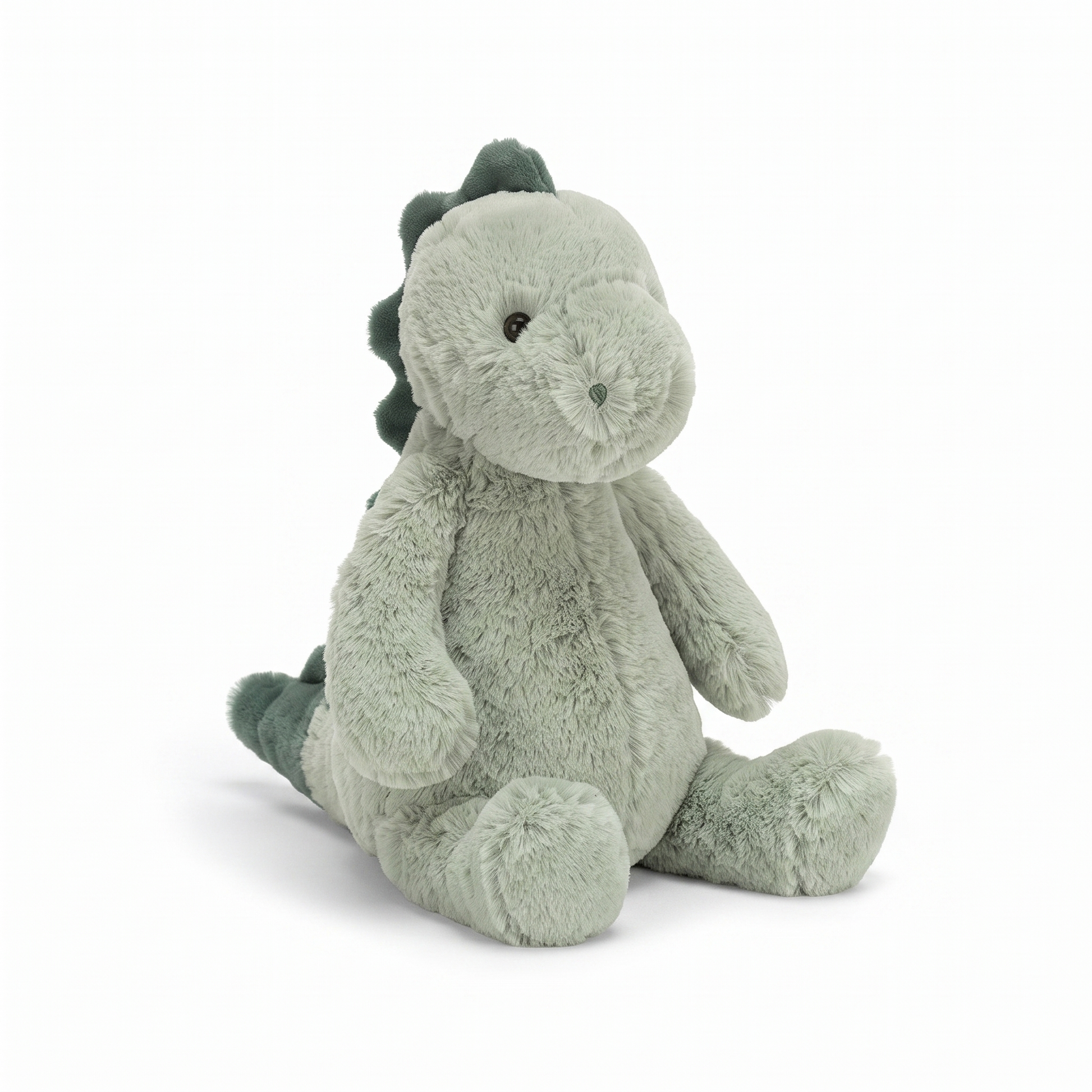 Peluche Dinosaure Vert Ultra Douce 22cm - fond blanc Frontal