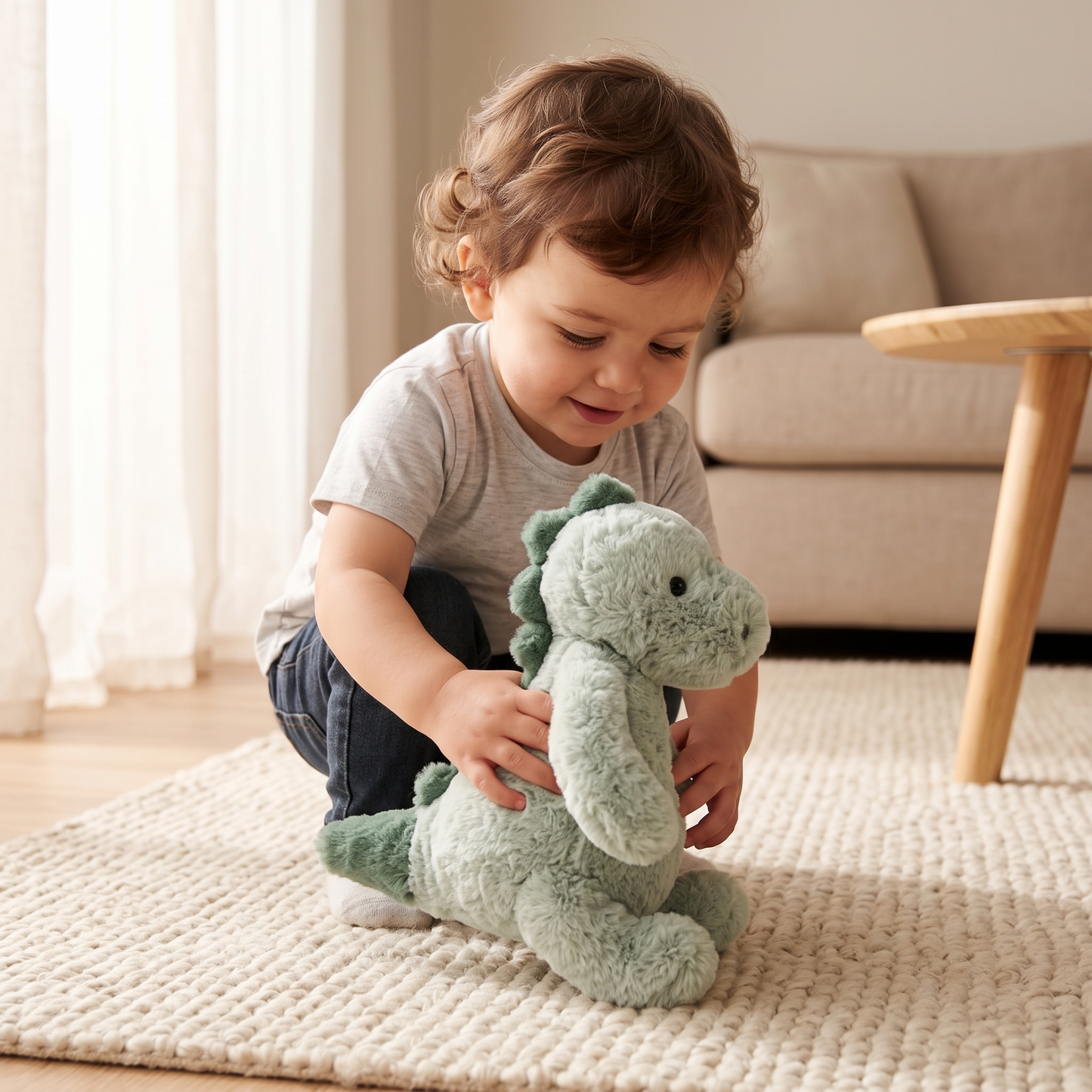 Peluche Dinosaure Vert Ultra Douce 22cm - Utilisation cosy intérieur