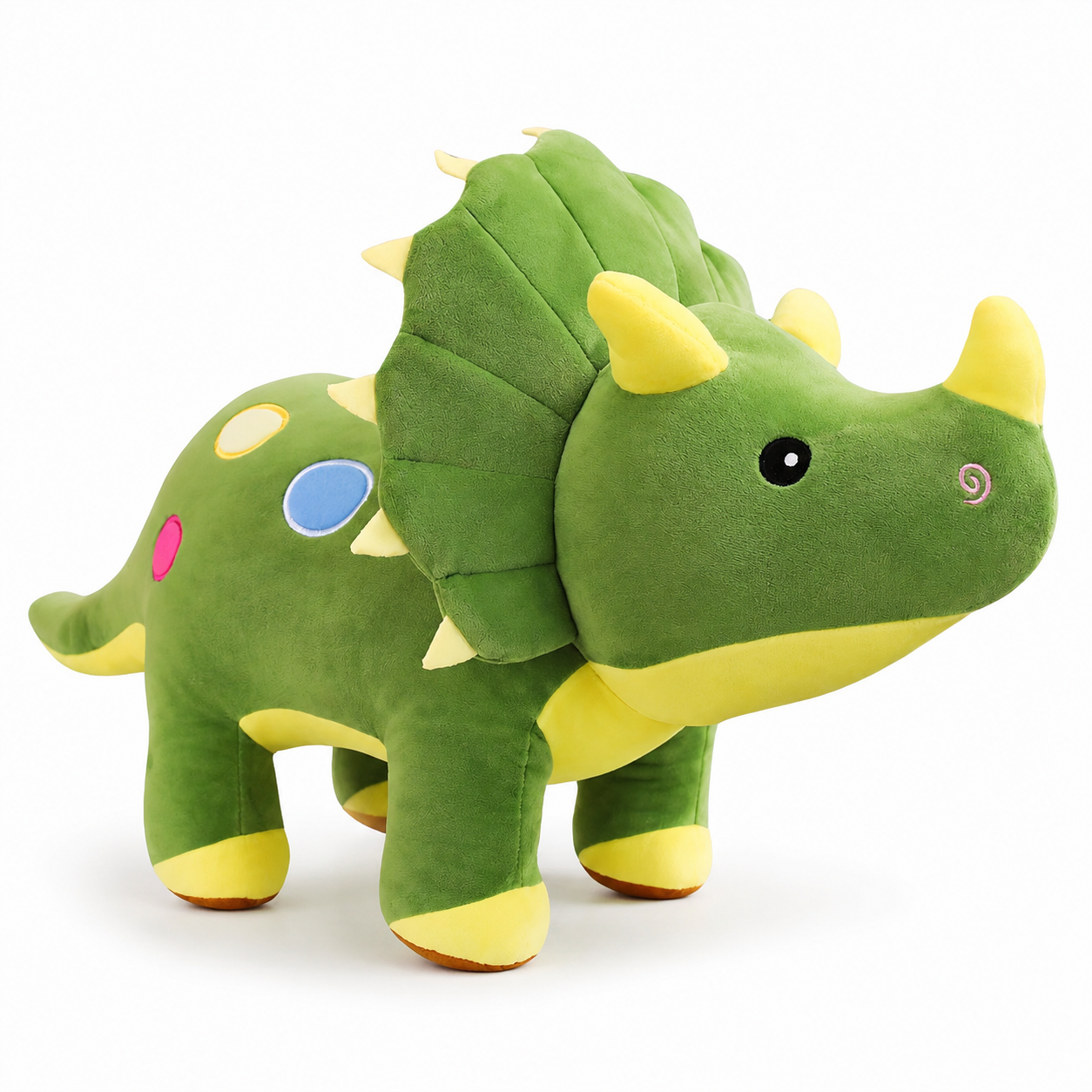 Peluche Dinosaure Verte Tricératops Toute Douce - 40cm · 60cm · 100cm