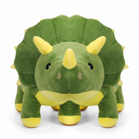 Peluche Dinosaure Verte Tricératops Toute Douce - fond blanc Frontal
