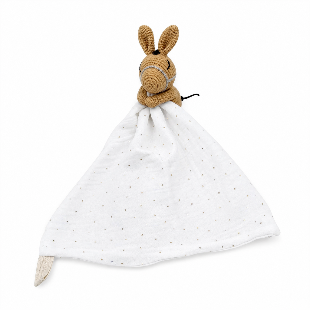 Peluche doudou plat tête cheval pour bébé - Blanc