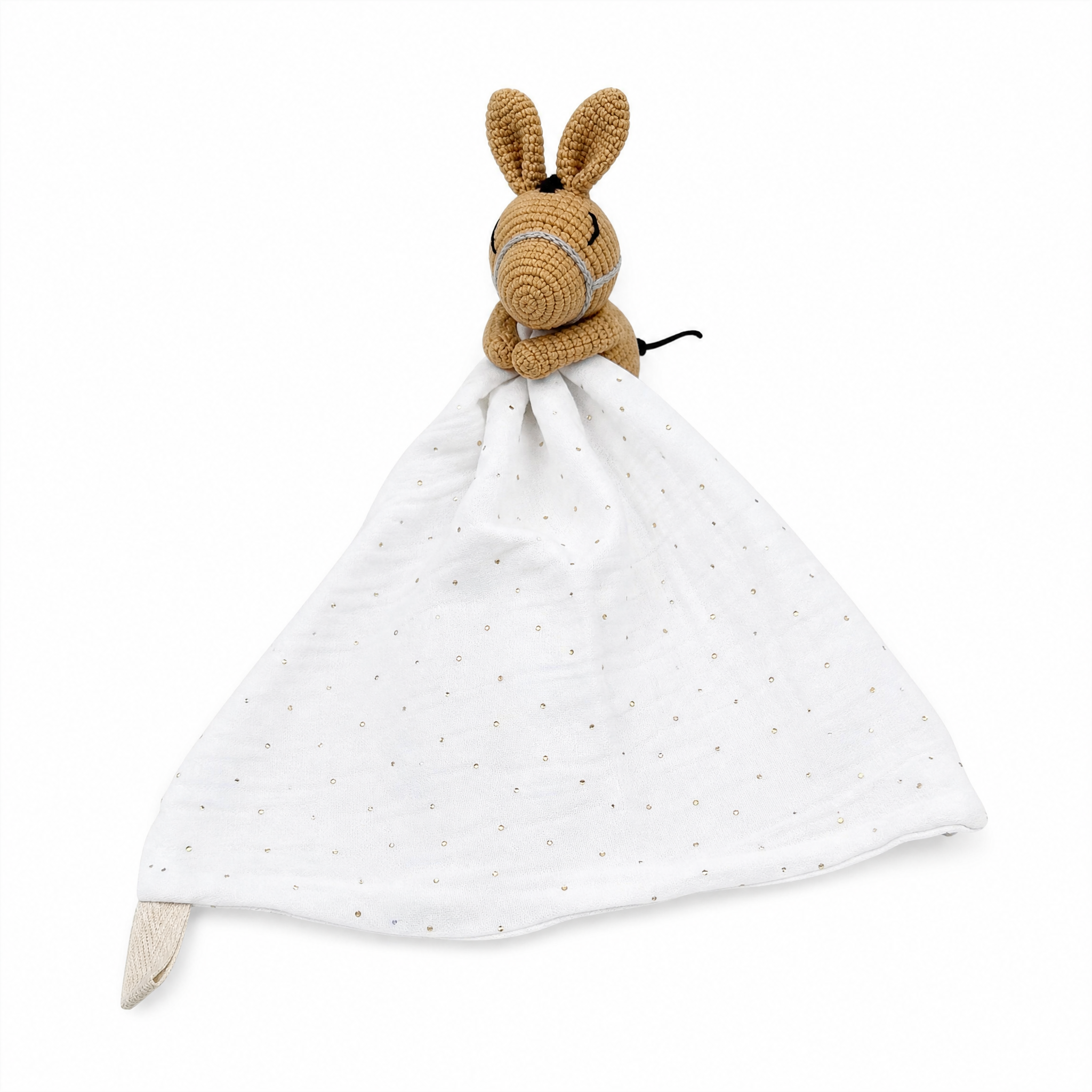 Peluche doudou plat tête cheval pour bébé - Blanc