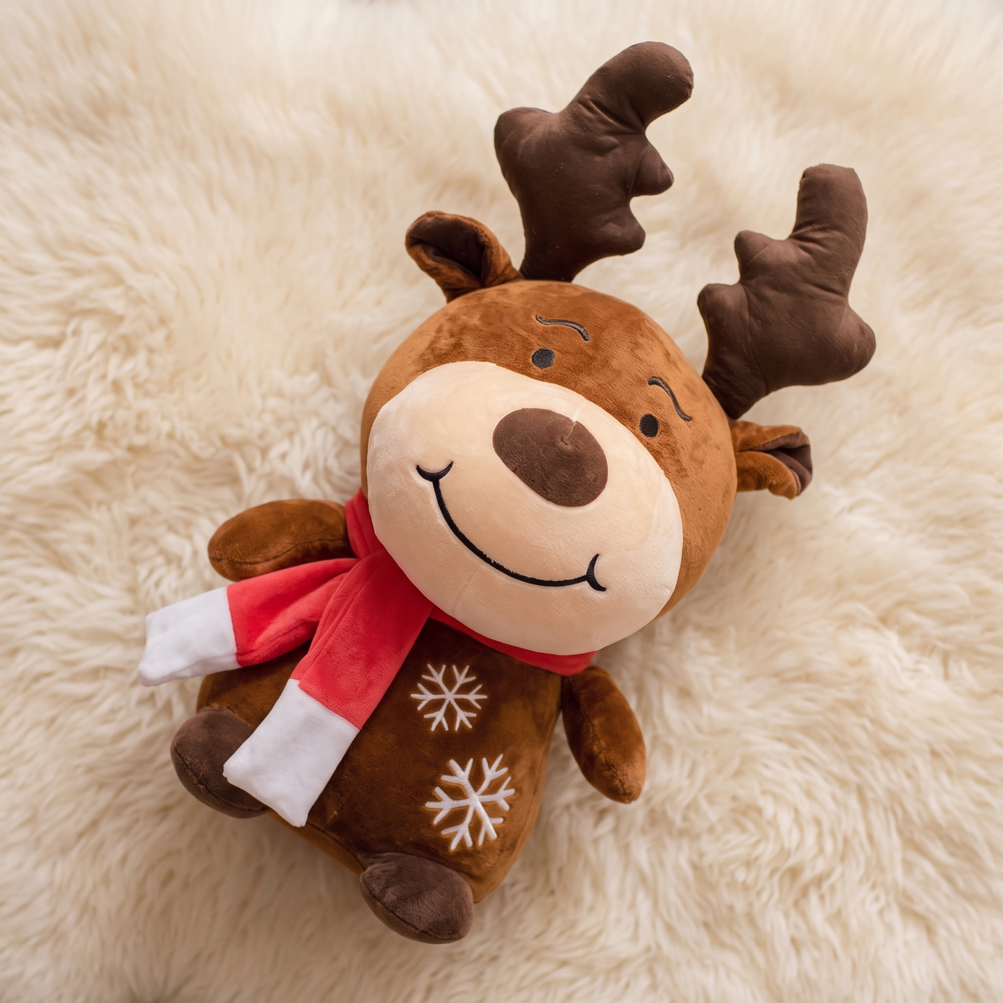 Peluche Enfant Cerf de Noël avec Écharpe - Détail matière