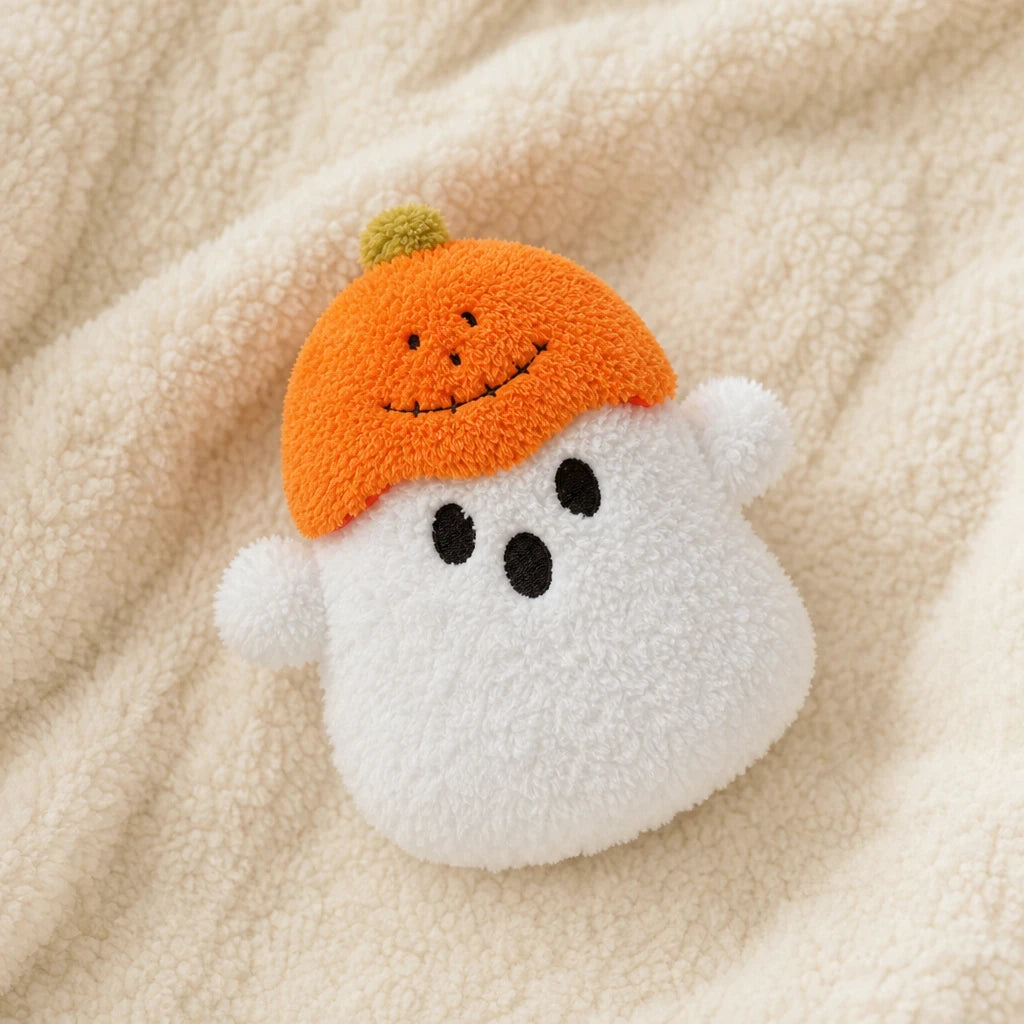Peluche Fantôme avec Chapeau Citrouille - Détail matière