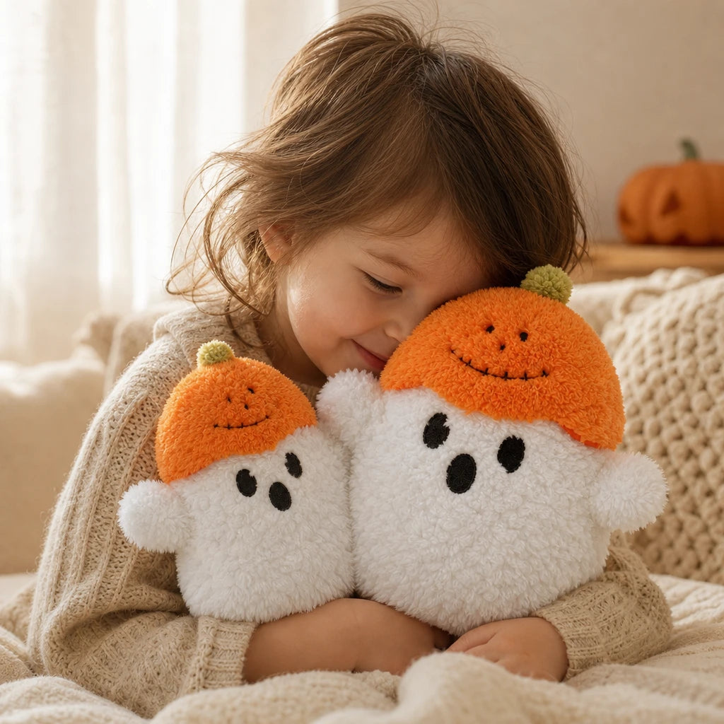 Peluche Fantôme avec Chapeau Citrouille - Utilisation cosy intérieur