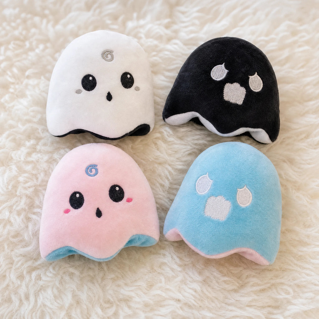 Peluche Fantôme Réversible Duo Halloween Blanc et Noir - Détail matière